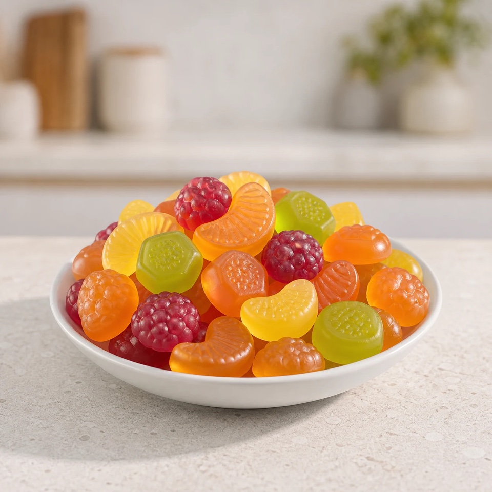 Produktdarstellung für Obstsalat Fruchtgummi zuckerfrei