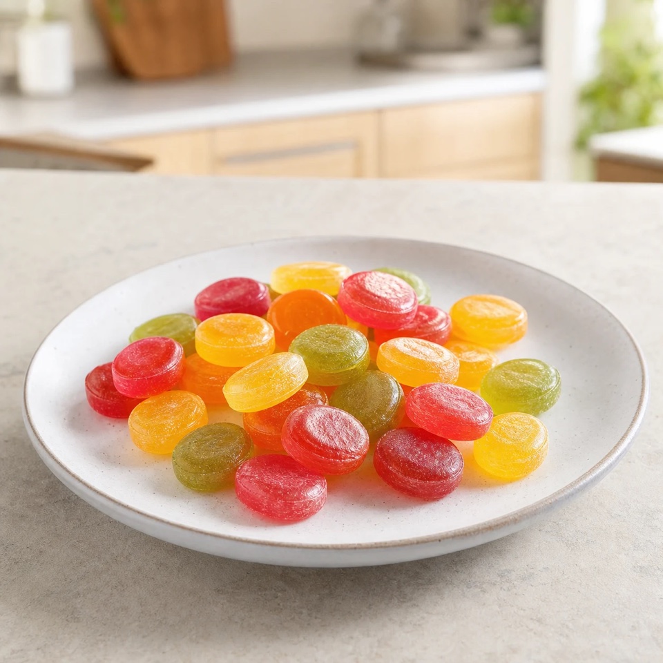 Produktdarstellung für Stevia-Fruchtbonbons ohne Zucker